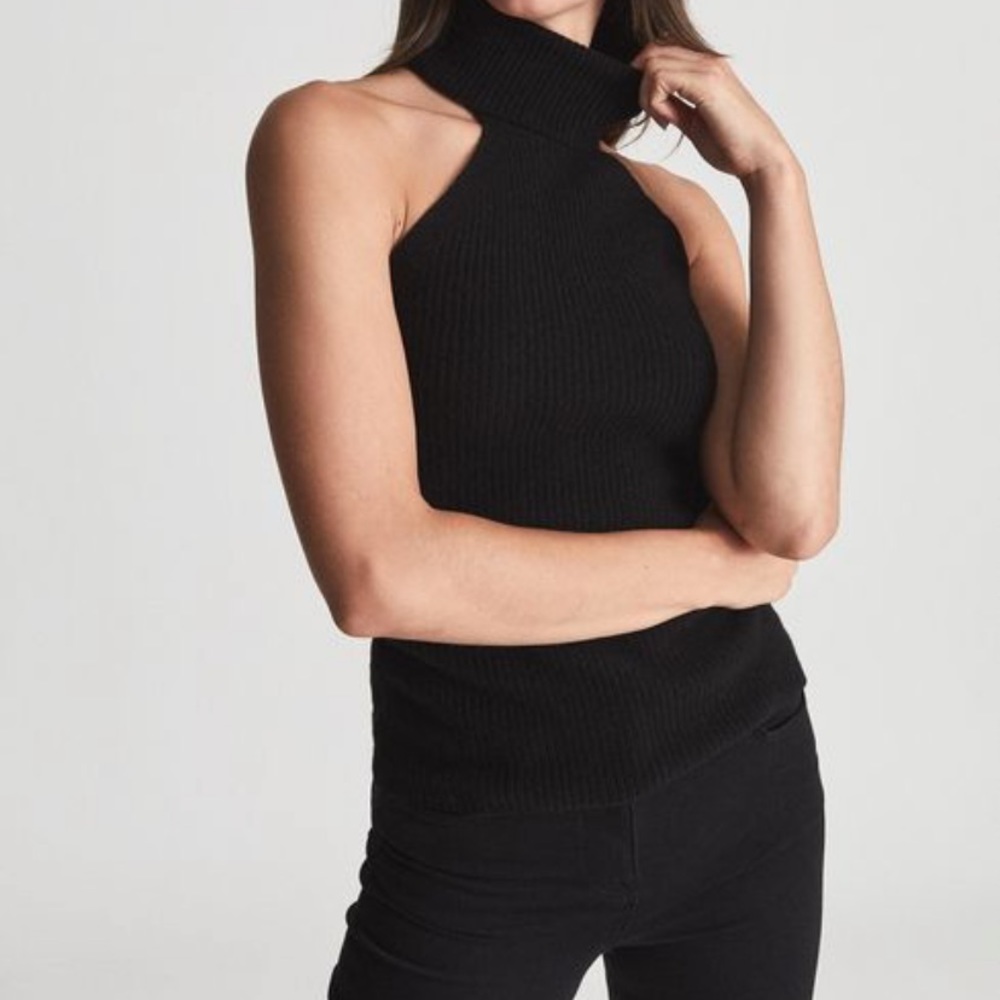Reiss Clem sleeveless roll neck cashmere blend